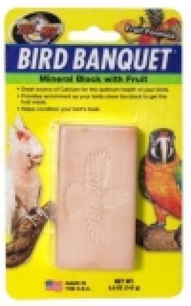 Preview: Mit Früchten Mineralblock für Vögel - Zoo Med Bird Banquet mit Kalzium - 28 g